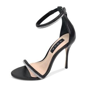 Aqua Olivia Ankle Strap Embellished Leather High Heel Sandals NWT
